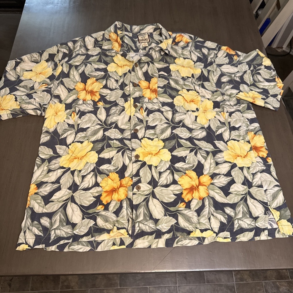 Tommy Bahama Silk Camp Shirt Men XXl Blue Floral Hawaiian Short Sleeve‎ Cruise